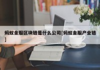 蚂蚁金服区块链是什么公司[蚂蚁金服产业链]