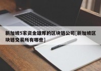 新加坡5家资金雄厚的区块链公司[新加坡区块链交易所有哪些]